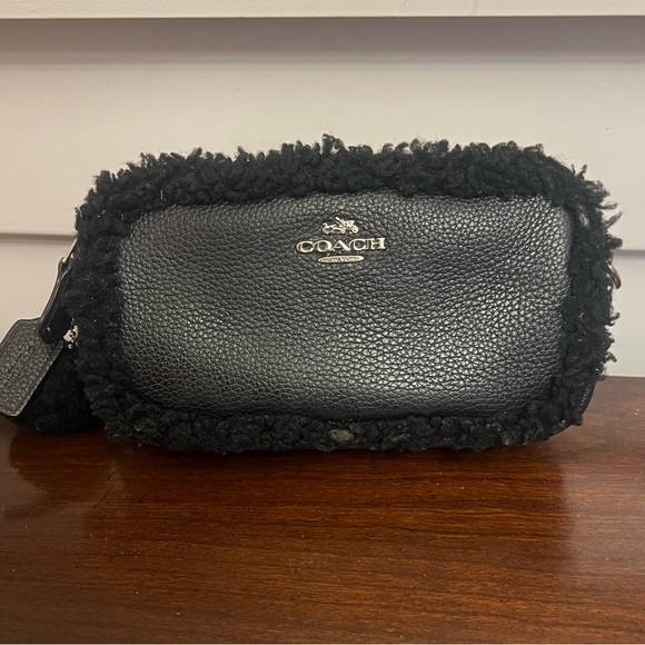 COACH CROSSBODY POUCH IN LEATHER AND SHEARLING - Picture 3 of 11